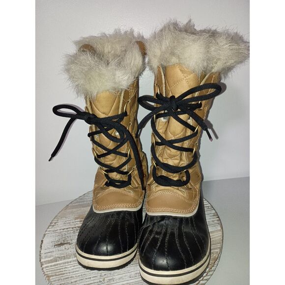 SOREL: Tan Tall Lace Up Winter Boots (Waterproof/Wool Inside) Women's Size 10 - Picture 2 of 7